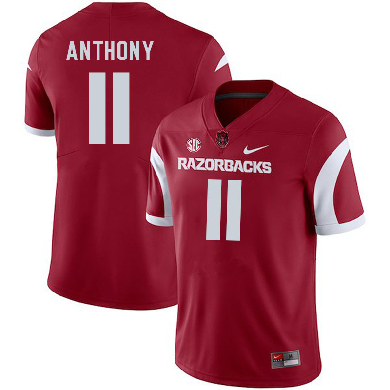 Men #11 Jordan Anthony Arkansas Razorbacks College Football Jerseys Stitched-Cardinal